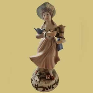 Charming Ceramic Vintage Figurine with Pastel Accents Grandmacore Lenwile China